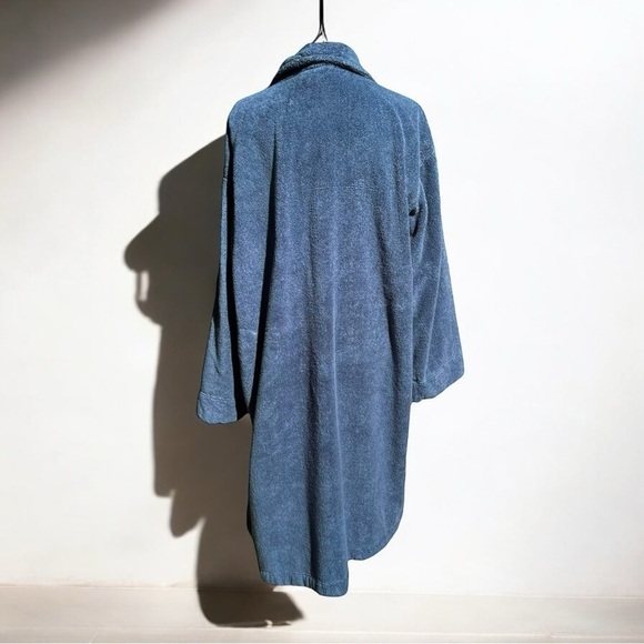 🌻Eberjey Coastal Blue Terry Gender Neutral Long Robe Unisex Size M/L - Picture 13 of 15